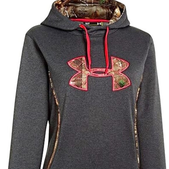 Under Armour Storm Hoodie Semi Fitted Size Sm Gray Pink Camo Camouflage Logo - Picture 2 of 6
